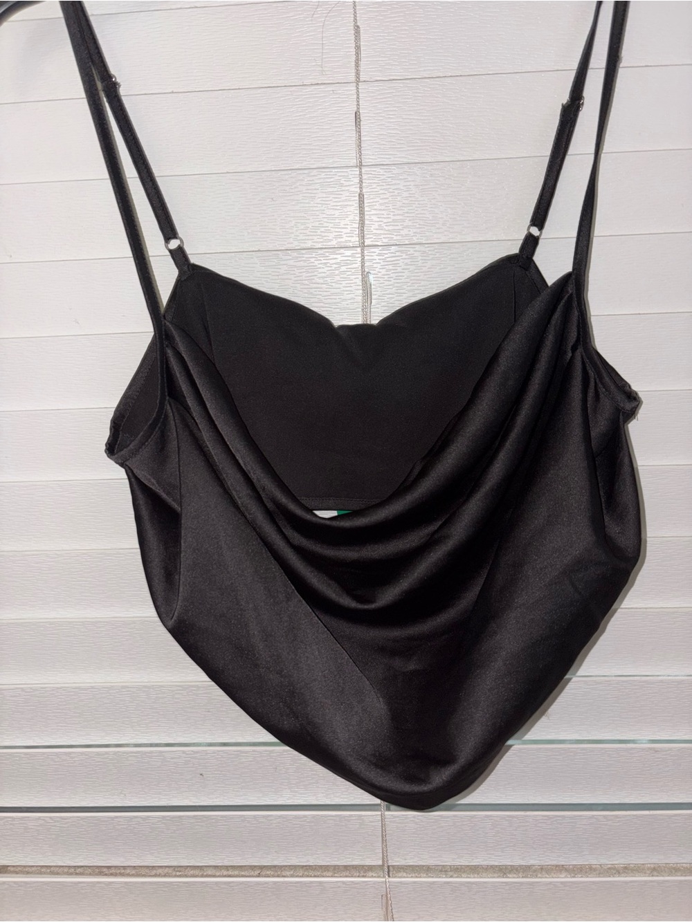 Black Satin Cowl Neck Women's crop Top